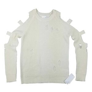 Ten Sixty Sherman Distressed Cutout Sweater Women XS Knit Open Shoulder Pullover